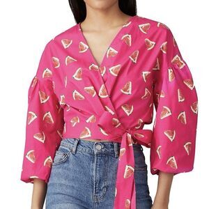 Color Me Courtney Emily Wrap Top Size XS Pink Watermelon - Broken Elastic